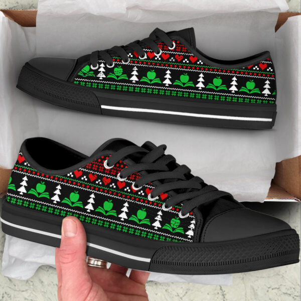 Teacher Symbol Christmas Low Top Shoes – Teacher Shoes Sunflower Owl Low Top Shoes – Best Gift For Teacher, Christmas