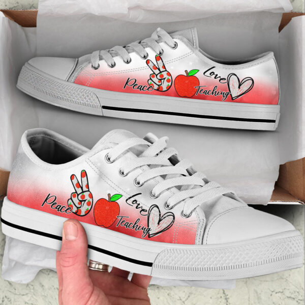 Teaching Peace Love Low Top Shoes – Best Gift For Teacher, School Shoes – Best Shoes For Him Or Her