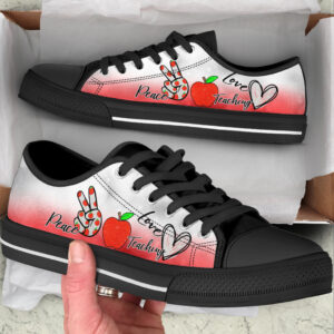Teaching Peace Love Low Top Shoes Best Gift For Teacher School Shoes Best Shoes For Him Or Her 2