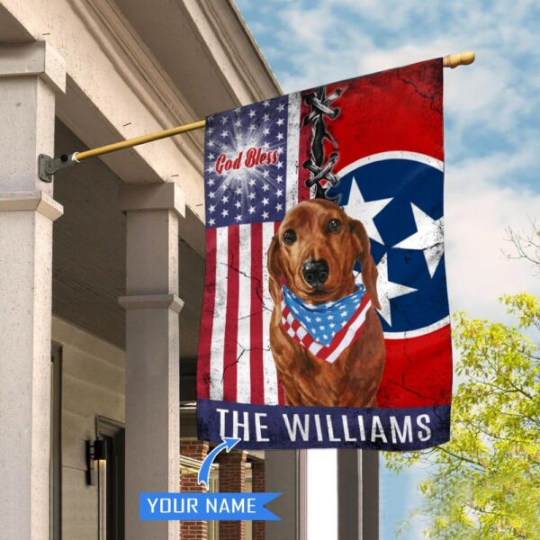 Tennessee Dachshund God Bless Personalized House Flag – Garden Dog Flag – Personalized Dog Garden Flags