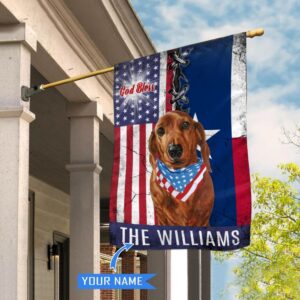 Texas Dachshund God Bless Personalized House Flag Garden Dog Flag Personalized Dog Garden Flags 1