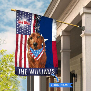 Texas Dachshund God Bless Personalized House Flag Garden Dog Flag Personalized Dog Garden Flags 2