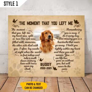 The Moment That You Left Me My Heart Was Split In Two Dog Horizontal Canvas Wall Art Canvas Dog Memorial Gift 1