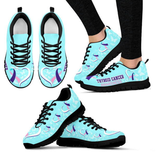Thyroid Cancer Shoes Awareness Heart Ribbon Sneaker Walking Shoes – Best Gift For Men And Women Malalan