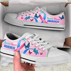 Thyroid Cancer Shoes Awareness Ribbon Shortcut Low Top Shoes Best Gift For Men And Women 1