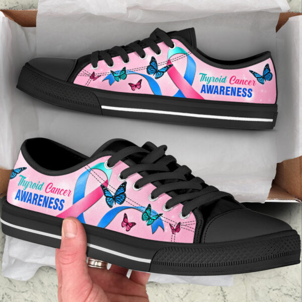 Thyroid Cancer Shoes Awareness Ribbon Shortcut Low Top Shoes – Best Gift For Men And Women