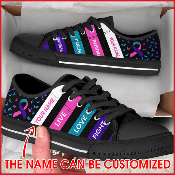 Thyroid Cancer Shoes Plaid Low Top Shoes – Personalized Custom – Best Gift For Men And Women