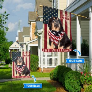 Tibetan Mastiff God Bless America Personalized Flag Custom Dog Flags Dog Lovers Gifts for Him or Her 1