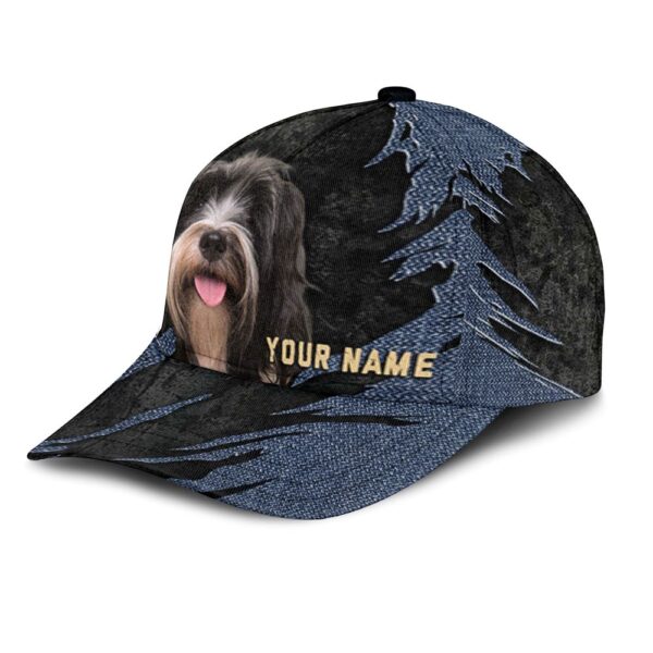 Tibetan Terrier Jean Background Custom Name & Photo Dog Cap – Classic Baseball Cap All Over Print – Gift For Dog Lovers