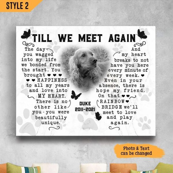 Till We Meet Again Dog Horizontal Canvas Poster – Personalized Art On Canvas –  Framed Print Butterfly Shape