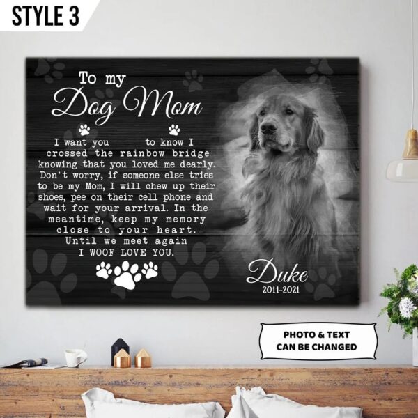 To My Dog Mom I Woof Love You Dog Personalized Horizontal Canvas – Wall Art Canvas – Gifts for Dog Mom