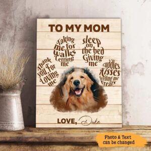 To My Mom Dog Thank You For Loving Me Dog Vertical Canvas Wall Art Canvas Gift For Dog Lovers 1