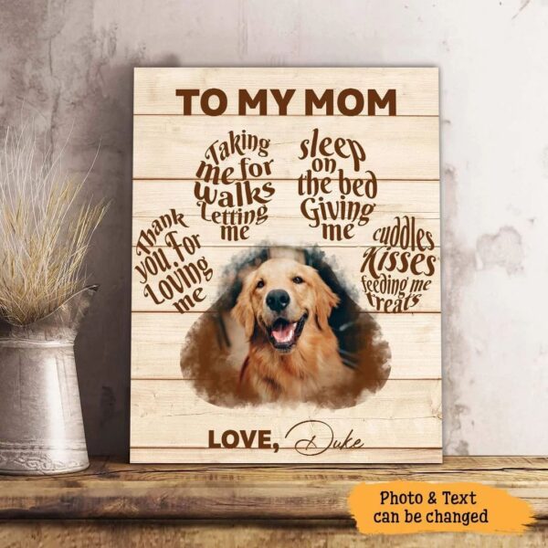 To My Mom Dog Thank You For Loving Me Dog Vertical Personalized Canvas – Wall Art Canvas – Gift For Dog Lovers