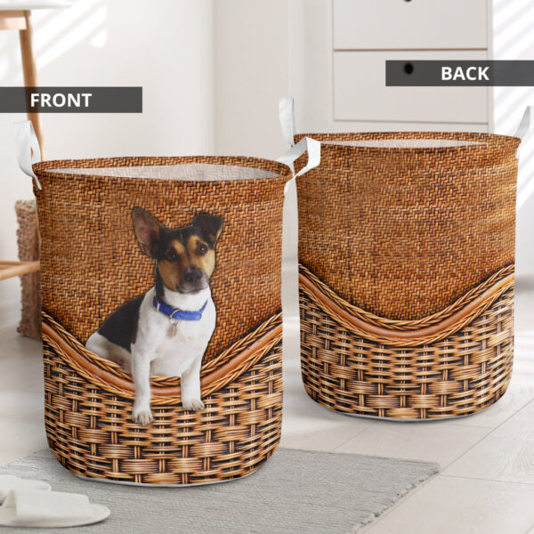 Toy Fox Terrier Rattan Texture Laundry Basket – Christmas Gift – Storage Basket – Dog Memorial Gift