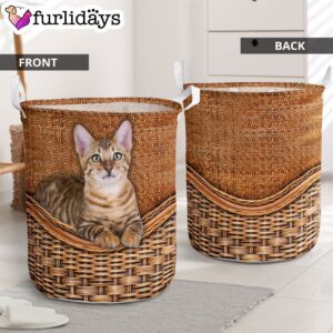 Toyger Cat Rattan Texture Laundry Basket – Cat Laundry Basket – Mother Gift