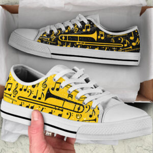 Trombone 2 Color Pattern Low Top Yellow Music Shoes Fashionable Casual Shoes Gift For Adults 1