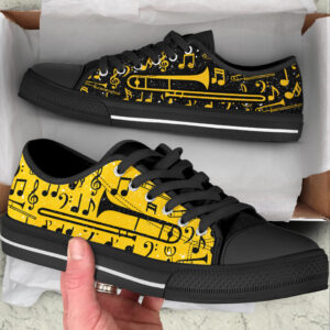 Trombone 2 Color Pattern Low Top Yellow Music Shoes Fashionable Casual Shoes Gift For Adults 2