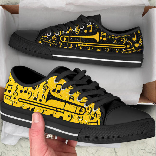 Trombone 2 Color Pattern Low Top Yellow Music Shoes – Fashionable Casual Shoes Gift For Adults