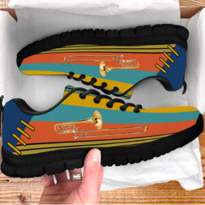 Trombone Shoes In Wall Vintage Color Sneaker Walking Shoes Best Gift For Music Lovers 3