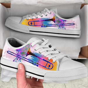 Trombone Splash Watercolor Low Top Music Shoes Fashionable Low Top Casual Shoes Gift For Adults 1