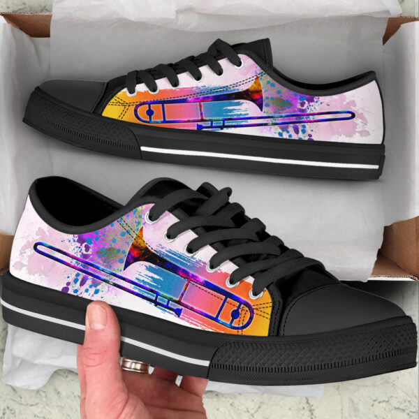 Trombone Splash Watercolor Low Top Music Shoes – Fashionable Low Top Casual Shoes Gift For Adults
