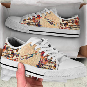 Trumpet Hand Painting Low Top Music Shoes Fashionable Low Top Casual Shoes Gift For Adults 1