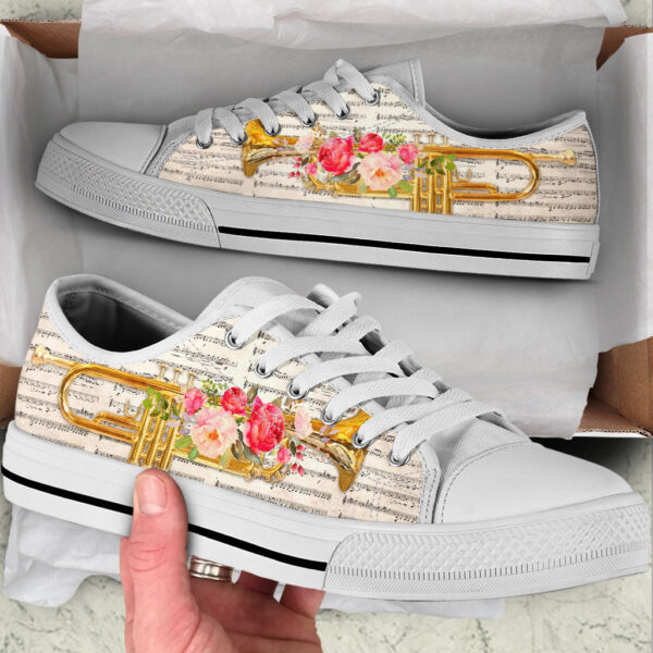 Trumpet Music Flower Low Top Music Shoes – Fashionable Low Top Casual Shoes Gift For Adults