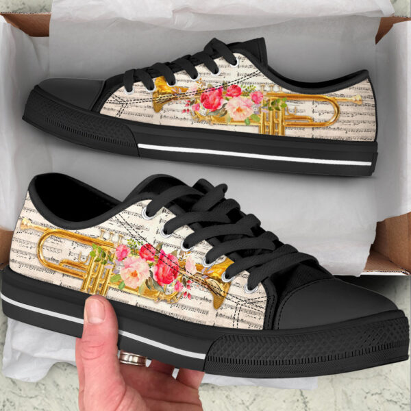 Trumpet Music Flower Low Top Music Shoes – Fashionable Low Top Casual Shoes Gift For Adults