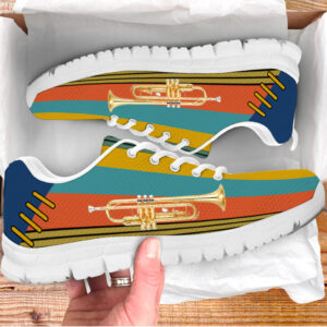 Trumpet Shoes In Wall Vintage Color Sneaker Walking Shoes Best Gift For Music Lovers 1