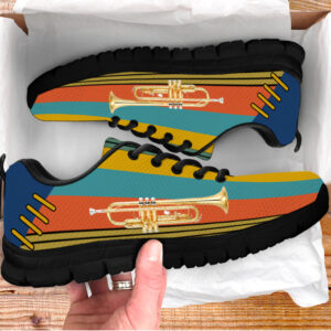 Trumpet Shoes In Wall Vintage Color Sneaker Walking Shoes Best Gift For Music Lovers 3