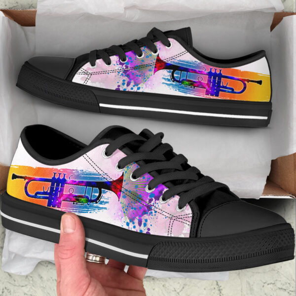 Trumpet Splash Watercolor Low Top Music Shoes – Fashionable Low Top Casual Shoes Gift For Adults