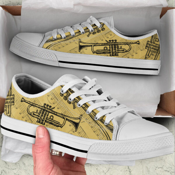 Trumpet Vintage Art Low Top Music Shoes – Fashionable Low Top Casual Shoes Gift For Adults