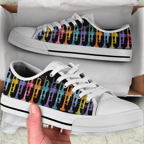 Trumpets Rainbow Watercolor Low Top Music Shoes – Fashionable Low Top Casual Shoes Gift For Adults