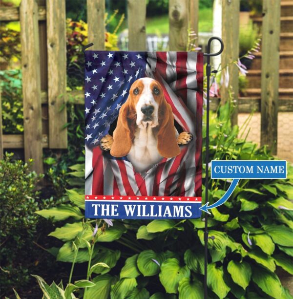 Usa Basset Hound Personalized Garden Flag – Garden Dog Flag – Personalized Dog Garden Flags