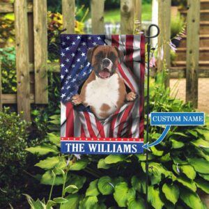 Usa Boxer Dog Personalized Garden Flag…