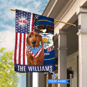 Utah Dachshund God Bless Personalized House Flag Garden Dog Flag Personalized Dog Garden Flags 2