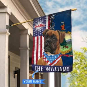 Vermont Boxer Dog God Bless Personalized House Flag Garden Dog Flag Personalized Dog Garden Flags 1