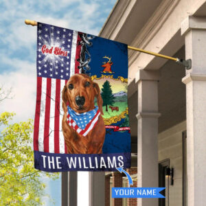 Vermont Dachshund God Bless Personalized House Flag Garden Dog Flag Personalized Dog Garden Flags 2