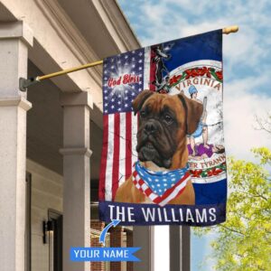 Virginia Boxer Dog God Bless Personalized House Flag Garden Dog Flag Personalized Dog Garden Flags 1
