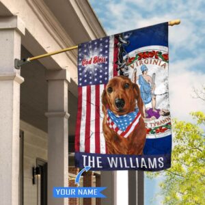 Virginia Dachshund God Bless Personalized House Flag Garden Dog Flag Personalized Dog Garden Flags 1