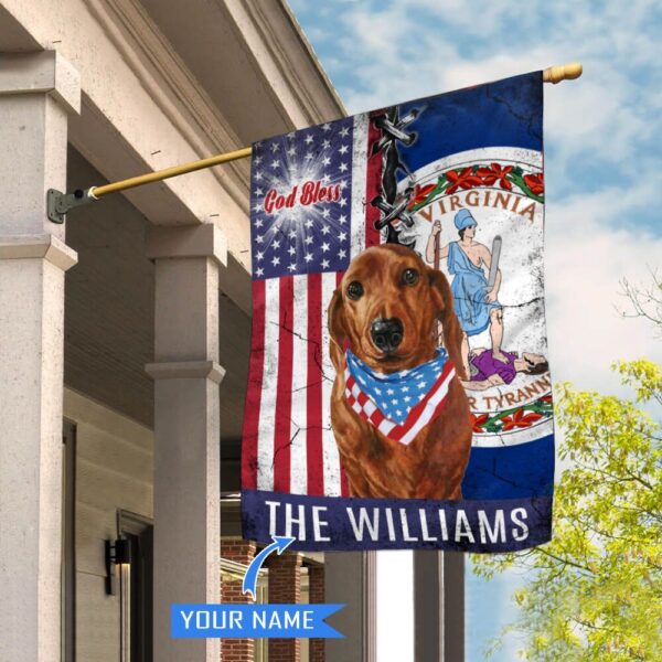Virginia Dachshund God Bless Personalized House Flag – Garden Dog Flag – Personalized Dog Garden Flags