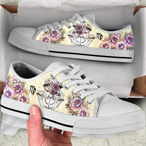 Virgo Zodiac Vintage Flower Low Top Shoes – Trendy Fashion Casual Shoes Gift For Adults – Sneaker For Walking