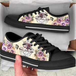 Virgo Zodiac Vintage Flower Low Top Shoes Trendy Fashion Casual Shoes Gift For Adults Sneaker For Walking 2