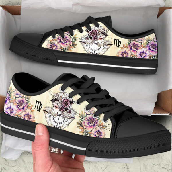 Virgo Zodiac Vintage Flower Low Top Shoes – Trendy Fashion Casual Shoes Gift For Adults – Sneaker For Walking