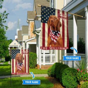Vizsla God Bless America Personalized Flag Custom Dog Flags Dog Lovers Gifts for Him or Her 1