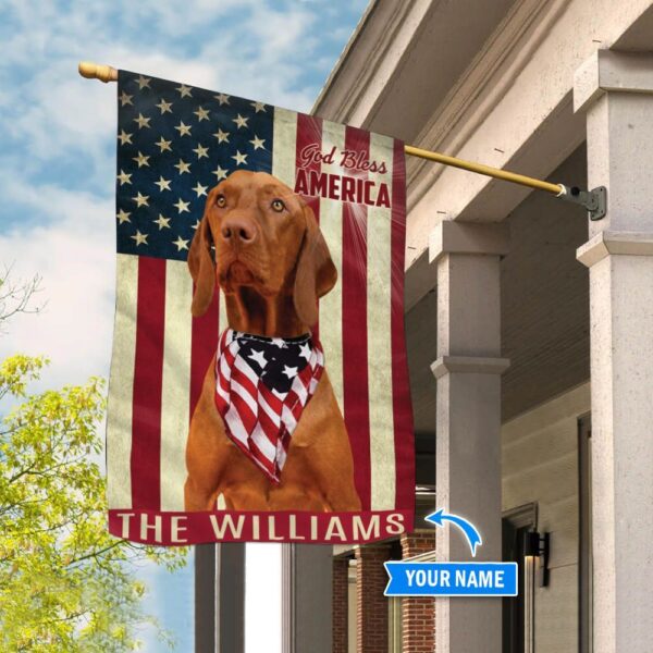 Vizsla God Bless America Personalized Flag – Custom Dog Flags – Dog Lovers Gifts for Him or Her