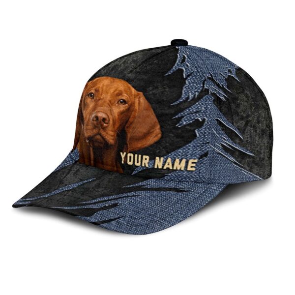 Vizsla Jean Background Custom Name & Photo Dog Cap – Classic Baseball Cap All Over Print – Gift For Dog Lovers
