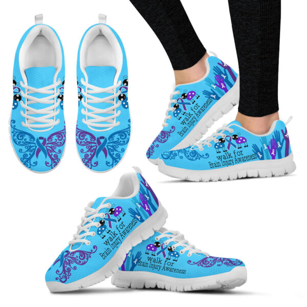 Walk For Brain Injury Shoes Awareness Purple Blue Sneaker Walking Shoes – Best Gift For Men And Women Malalan