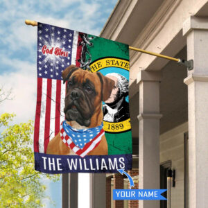 Washington Boxer Dog God Bless Personalized House Flag Garden Dog Flag Personalized Dog Garden Flags 2