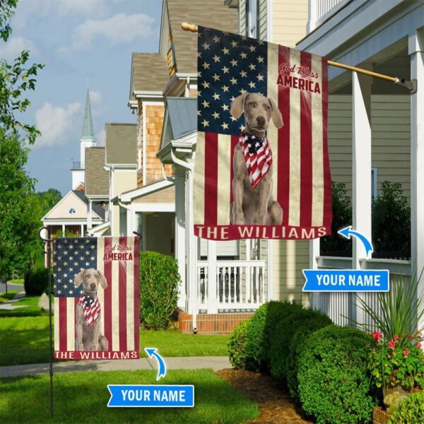 Weimaraner God Bless America Personalized Flag – Custom Dog Flags – Dog Lovers Gifts for Him or Her